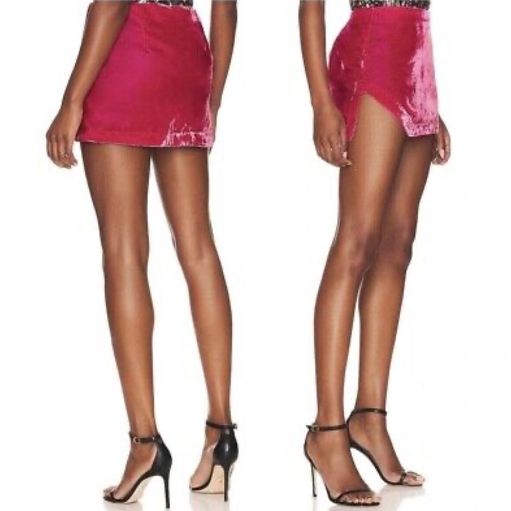 Free People Annalise Pink Phenon Velvet Miniskirt NWT SIZE 8